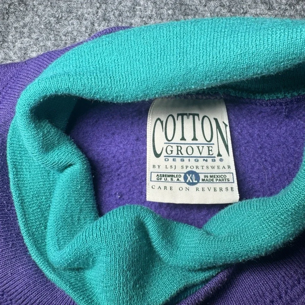 98' LSJ Sportwear Grandma Turtleneck Pullover Dog Puppies Purple Cotton Grove XL